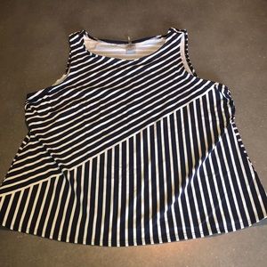 Lands’ End Navy & White Striped Athletic Tank Top